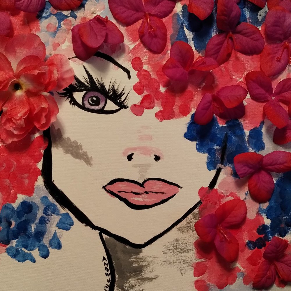 Pretty Lady Mixed Media Dimensional Painting